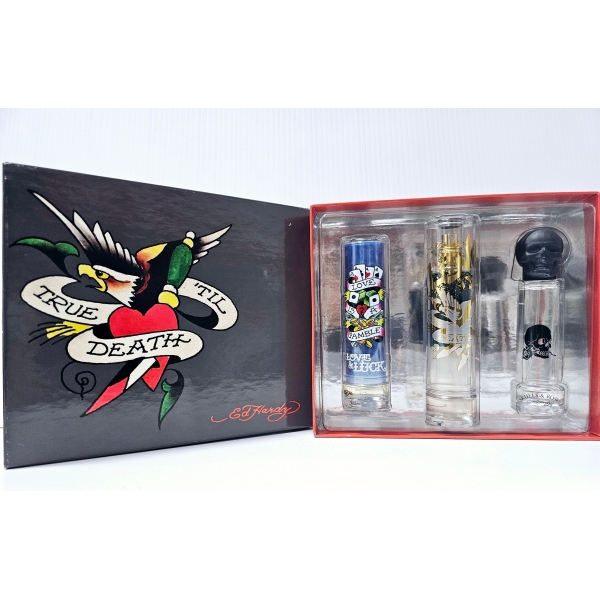 Ed Hardy True 'Til Death 3Pc Set Edt Men (Love & Luck, Love Is & Skulls & Roses)