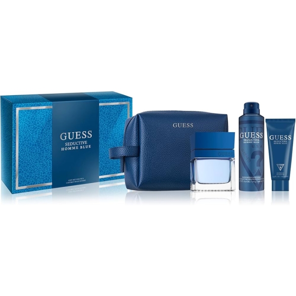 Guess Seductive Homme Blue 4Pc Set 100Ml Edt Men (W/ Pouch)