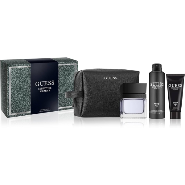 Guess Seductive Homme 4Pc Set 100Ml Edt (W/ Travel Bag)