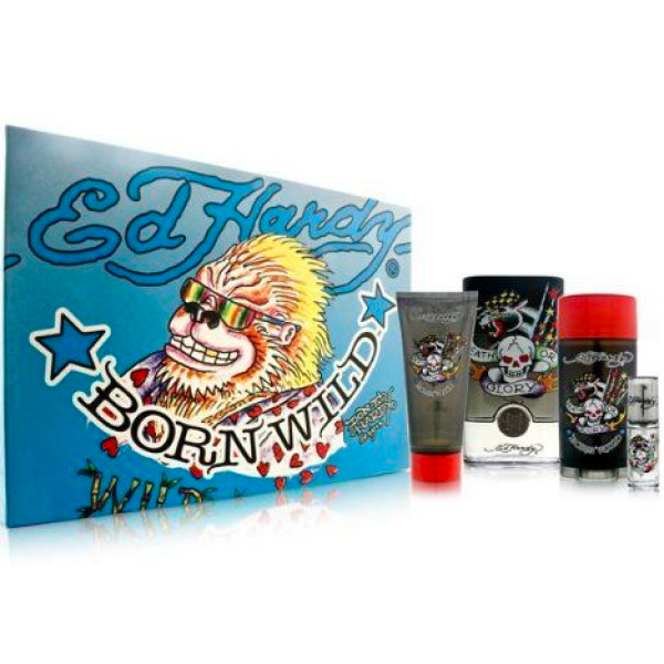 Ed Hardy Born Wild 4Pc Set 100Ml Edt Men