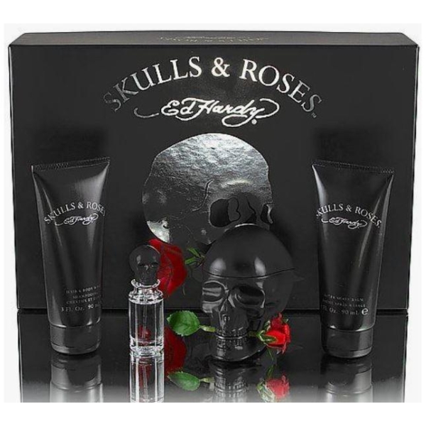 Ed Hardy Skulls & Roses 4Pc Set 100Ml Edt Men